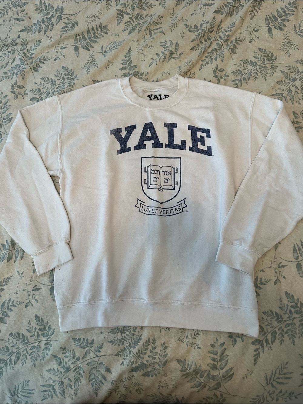 T.J.Maxx White Crewneck Sweatshirt with Navy Yale Logo